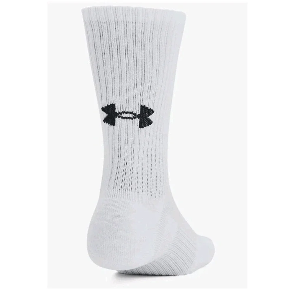 Under Armour 6 Pr Training Cotton Mens 8.5-13 Womens 10-14 Logo White Crew Socks